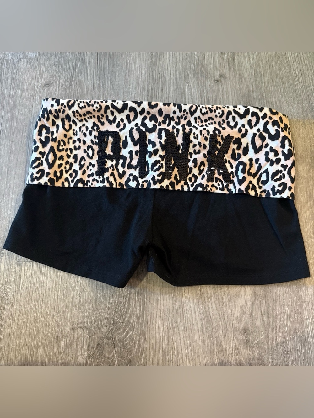 Vs pink bling cheetah fold over shorts